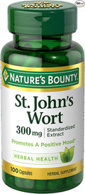 Nature's Bounty St. John’s Wort 300mg Capsules, Herbal Health Supplement, Promotes a Positive Mood, 100 Capsules