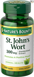Nature's Bounty St. John’s Wort 300mg Capsules, Herbal Health Supplement, Promotes a Positive Mood, 100 Capsules