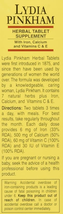 Lydia Pinkham Herbal Supplement Tablets for Menstruation and Menopause Support, 72 Count