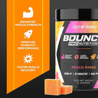 Bounce Pro Creatine Monohydrate Gummies for Men & Women, Low Calorie, 6G of Creatine per Serving, Vegan, Anti-Melting, Gluten-Free, Non-GMO, 2g of Creatine per Gummy (51ct, Peach Rings)