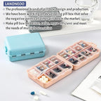 Foldable Weekly Pill Organizer 2 Times a Day with 2 Extra Compartments (Clear Printed Labels) - Portable 7 Day AM PM Medicine Box, Week Daily Travel Pill Case Holder for Vitamin, Supplement - Grey