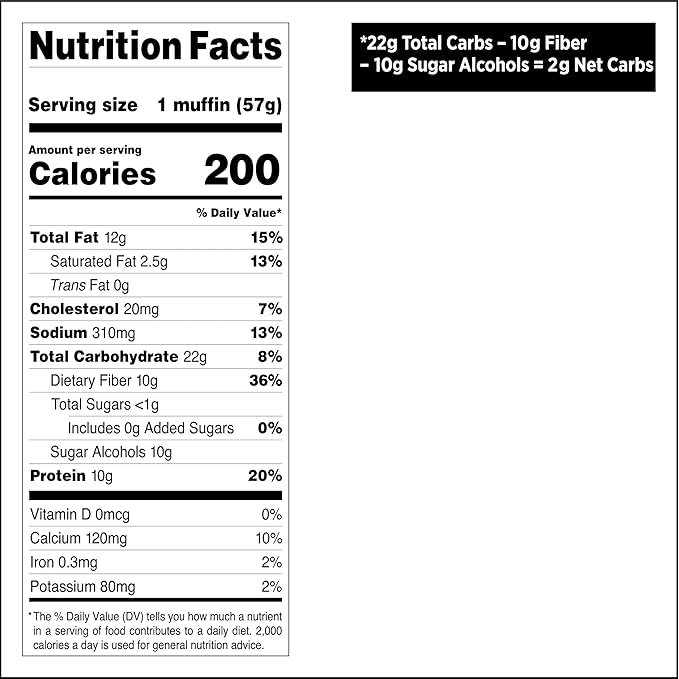 Quest Nutrition Chocolate Chip Muffin, 10g Protein, 2g Net Carb, Less than 1g Sugar, Protein Snack, 8 Count