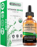 SBR Nutrition MAX Absorption, Vitamin D3 + K2 (MK-7) Liquid Drops with MCT Oil, Peppermint Flavor, Helps Support Strong Bones and Healthy Heart