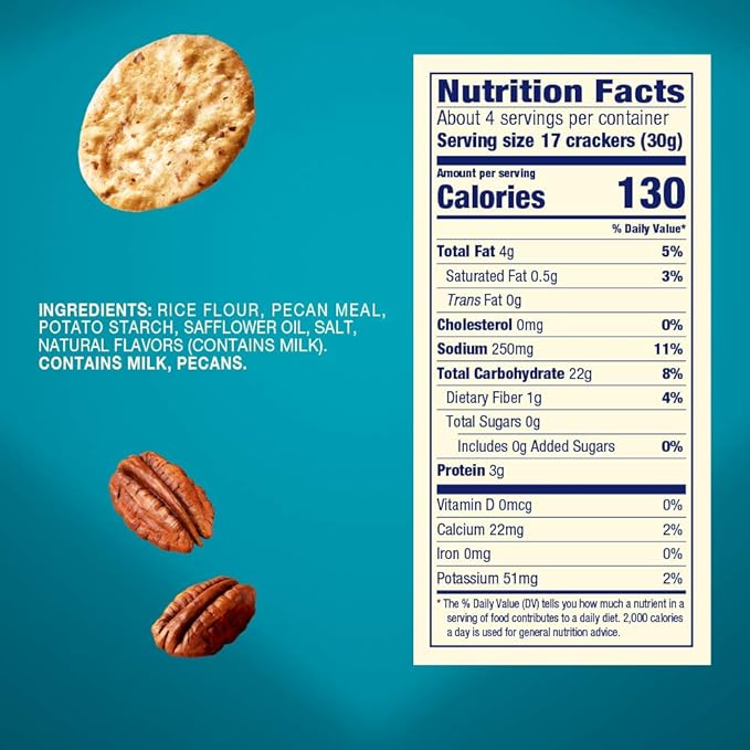 Blue Diamond Almonds, Pecan Thins Gluten Free Cracker Crisps perfect for Snacking, 4.25 oz (Pack of 4)