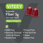 Viteey Prebiotic Fiber Gummies for Adults, 5g - Gut Health & Digestive Soluble Fiber Supplement Gummies - Zero Sugar Added, Vegan, Gluten-Free - 120 Count