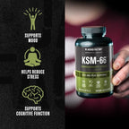 Jacked Factory Ashwagandha Root Extract (KSM-66 Ashwagandha) w/ 5% Withanolides - Supplement for Natural Stress Relief, Cognitive Function, Vitality, and Mood Support - 60 Veggie Capsules