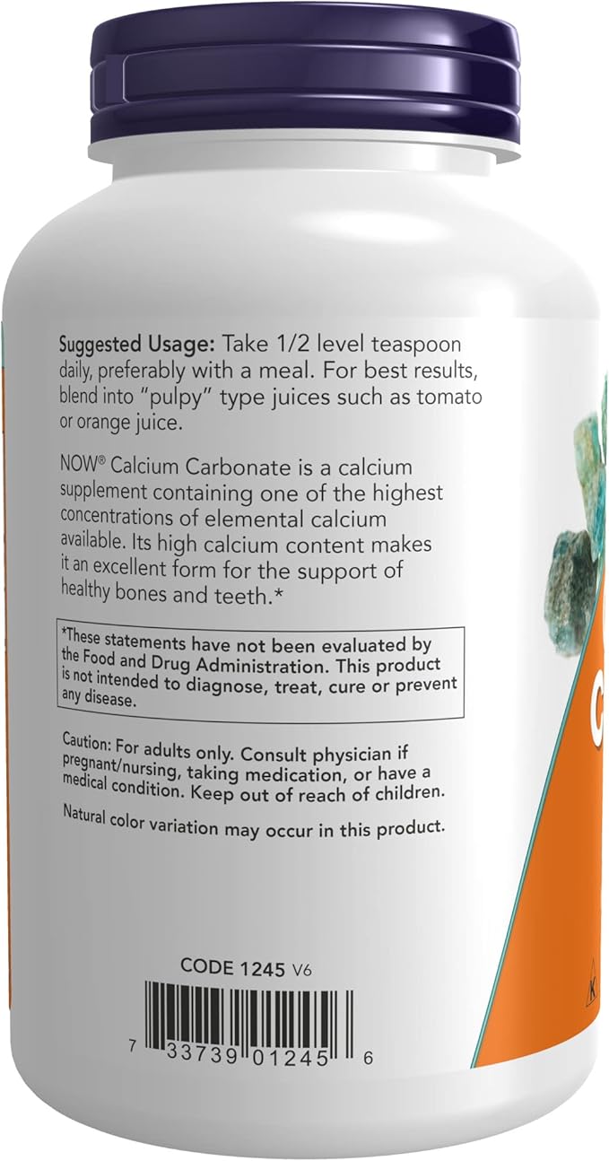 NOW Supplements, Calcium Carbonate Powder, High Percentage of Calcium, Supports Bone Health*, 12-Ounce (Pack of 2)
