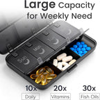 [Upgrade Version] Foldable Weekly Pill Organizer 2 Times A Day, Large 7 Day Medicine Pill Organizers w/Permanent Etched Labels, Weekly AM PM Pills Box Case Travel for Vitamin Supplements, Fish Oil