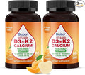 Vitamin D3 K2 Gummies with Calcium, 2000 IU D3 & 200 mcg K2 & 200 mg Calcium, Sugar Free Vitamins Supplement Supports Healthy Bone, 120 Count