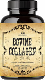 HERBALICIOUS Bovine Collagen Supplements for Men and Women | Hydrolyzed Grass-Fed Bovine Collagen Peptides | Joint, Nerve & Bone Support | Non-GMO, Anti-Aging | 100 Capsules