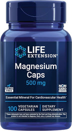 Life Extension Magnesium Caps, 500 mg, Magnesium Oxide, Citrate, and Succinate, Heart Health, Healthy Bones, Metabolism Support, 100 Vegetarian Capsules