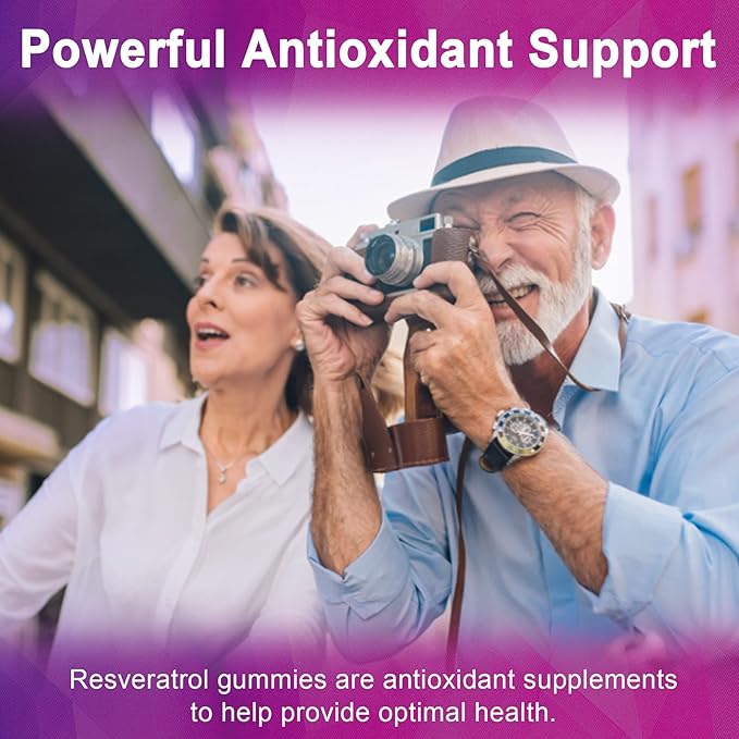 Resveratrol Supplement 1500mg - Resveratrol Gummies Supports NAD⁺, NMN & NMNH Synergy, with Quercetin, Grape Seed, Acai Berries Extracts for Antioxidant, Healthy Aging & longevity, Skin, Brain - 2Pcs