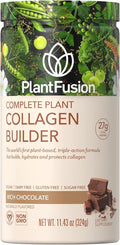 PlantFusion Vegan Collagen Powder - Plant Based Collagen Protein Powder For Muscle & Joints, Hair, Skin & Nails - Keto, Gluten Free, Soy Free, Non-Dairy, No Sugar, Non-GMO - Chocolate 11.43 oz