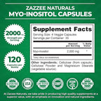 Zazzee 40:1 Ratio Myo and D-Chiro Inositol Supplement for Women | Myo Inositol Capsules Plus D-Chiro for Cycle Regulation Ovarian Support & Overall Hormone Balance for Women - Vegan & ISO Lab Tested