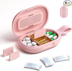 Travel Pill Organizer, Adjustable 3-6 Compartments Portable Pill Box, Small Pill Case Daily Medicine Container Moisture Proof Storage to Hold Vitamin Fish Oil Supplement for Pocket Purse-Pink