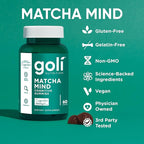 Goli Matcha Mind Gummies - 5 Pack - Green Tea Leaves Powder with Cognizin for Focus, Attention and Brain Health, Vegan, Non-GMO, Gluten-Free & Gelatin Free - 300 Count