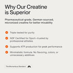 Momentous Creatine Monohydrate Powder - Creatine Powder - Supports Strength, Lean Muscle, & Recovery for Men & Women - NSF Certified for Sport - 5 g per Serving - 90 Servings