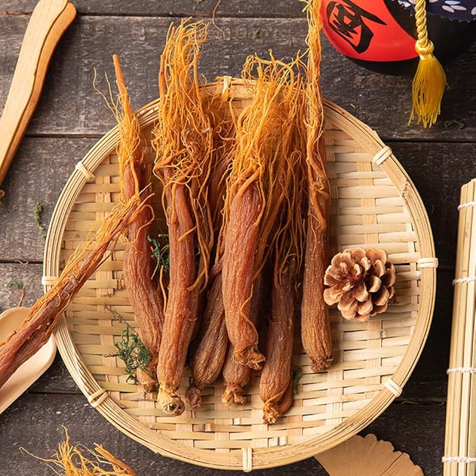 Red Ginseng Roots Whole Root Pieces - Red Panax Ginseng Roots Ginseng Red Ginseng Korean Red Ginseng Supplement Red Ginseng Tea Energy Chews (100 Grams /0.22 lbs), 1.0 Count