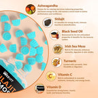 Shilajit Sea Moss Ashwagandha Gummies with Turmeric, Black Seed Oil, Vitamin C D for Men & Women, Shilajit and Ashwagandha Gummy, All in 1 Supplements for Immune, Absorption & Energy Support