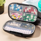 ZeehoTravel Pill Organizer Weekly with Double Lock, 7-Day Large Capacity Medicine Case, Waterproof with Triple Protection, 7 Compartments,Airtight Daily Container with Labels for Vitamins/Supplements