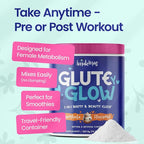 Glute Y Glow by Amatemas – Women's Creatine + Biotin Supplement for Muscle Growth, Glute Support, Hair Skin & Nails – Horchata Flavor – Energy Support – Lean Muscle – Daily Performance Blend