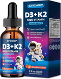 Vitamin D3 K2 Drops for Kids - Liquid Supplement with Magnesium for Calcium Absorption, Joint Health, Teeth & Heart - Non-GMO, Vegan, Strawberry, 2 Fl Oz - Kids Ages 4+