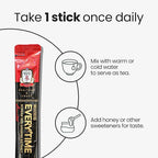 JungKwanJang Everytime Korean Red Ginseng Extract Limited Stick - Earth-Grade Red Panax Ginseng Root Energy Drink - Vegan & No Caffeine Liquid Supplements (10 Sticks, 0.34 fl oz)