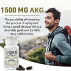 Liposomal Calcium AKG Supplement 1500 MG (Alpha-Ketoglutaric Acid), More Effective Than AAKG, Ca AKG for Longevity, Age Defense, Cellular Energy, Metabolic Function, 60 Softgels