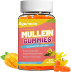 3000MG Mullein Gummies, Extra Strength Mullein Leaf Extract with Quercetin, Bromelain for Lung Detox & Immune Support, Mango Flavor, 60 Count
