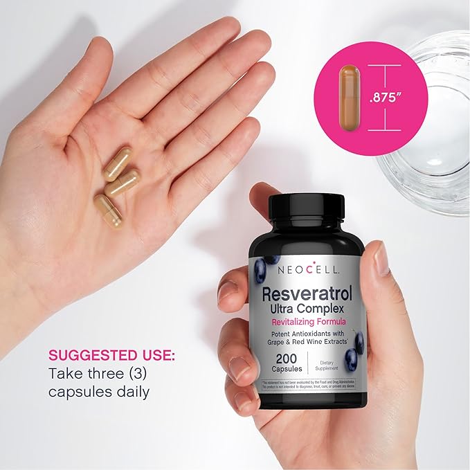 NeoCell Resveratrol Complex 1800 mg | 180 Capsules | Revitalizing Formula | Potent Antioxidant Supplement | Grape & Red Wine Extract