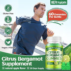Citrus Bergamot 1500mg, Citrus Bergamot Gummies for Healthy Cholesterol, Bergamot Supplements 25:1 Extract from Italy Bergamot, Resveratrol & Niacin - Natural Vegan 60 Gummies