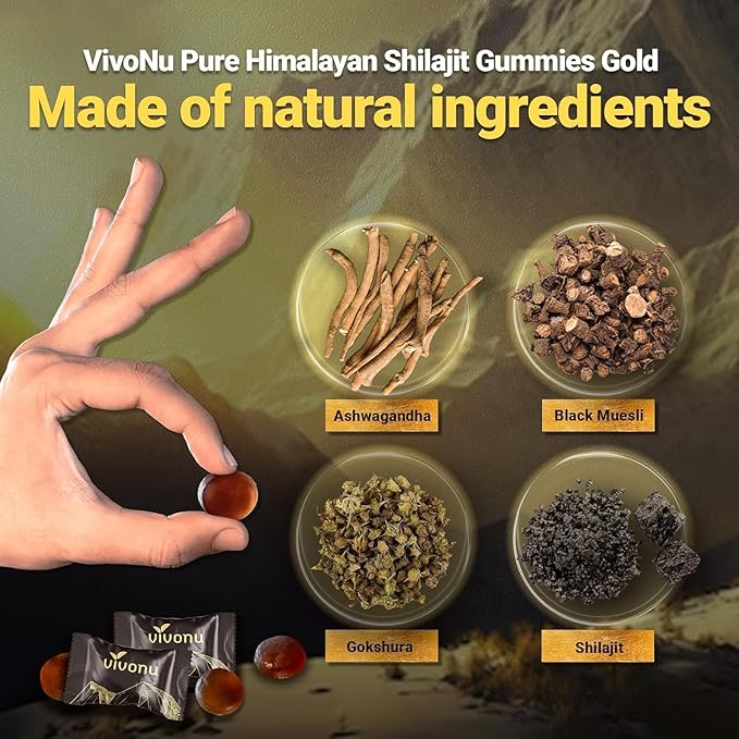 Shilajit* Gummies,Pure Himalayan* micronutrient Supplement, Himalayan Premium Ingredient with Shilajit, Ashwagandha, Gokshura, Fulvic Acid & 85+ Trace Minerals I for Men & Women (3000MG/1 Bag)