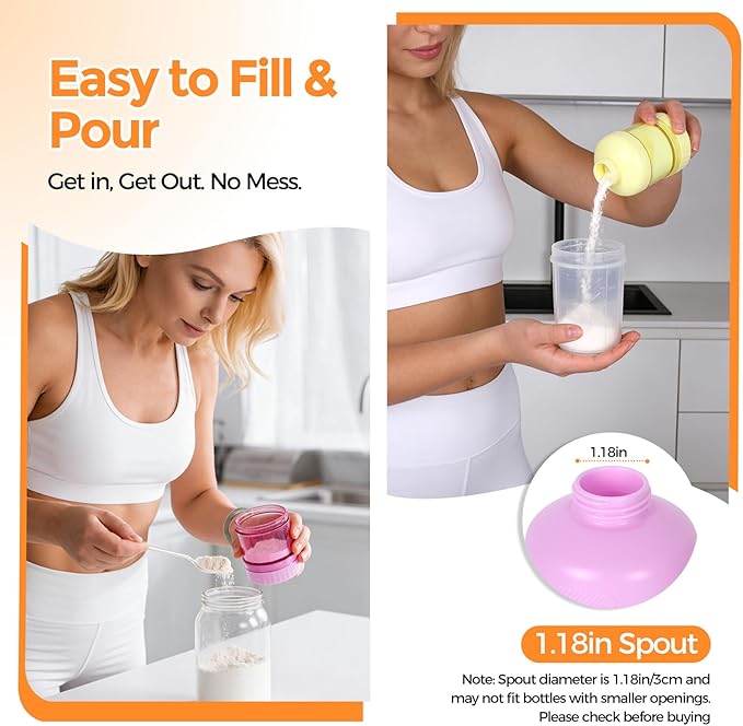 2 Pack Protein Powder Container to Go with Keychain & Keyring, Large Capacity, Clear, Leakproof, Ideal for workouts, fitness, or travel (Green&Blue)
