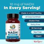 MARYRUTH'S NADH Capsules | Niacin | NAD+ Precursor | Trans-Resveratrol | CoQ10 | Cellular Energy | Energy Metabolism | Cognitive Function | Vegan | Gluten-Free | 1 Capsule Daily | 30 Servings