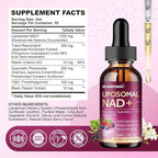 Liposomal NAD Supplement - 1200mg NAD+ Liquid Drops for Women & Men with Nicotinamide, Resveratrol, Quercetin, TMG, Black Pepper Extract - Brain & Cellular Mitochondrial Health, Anti-Aging, Longevity