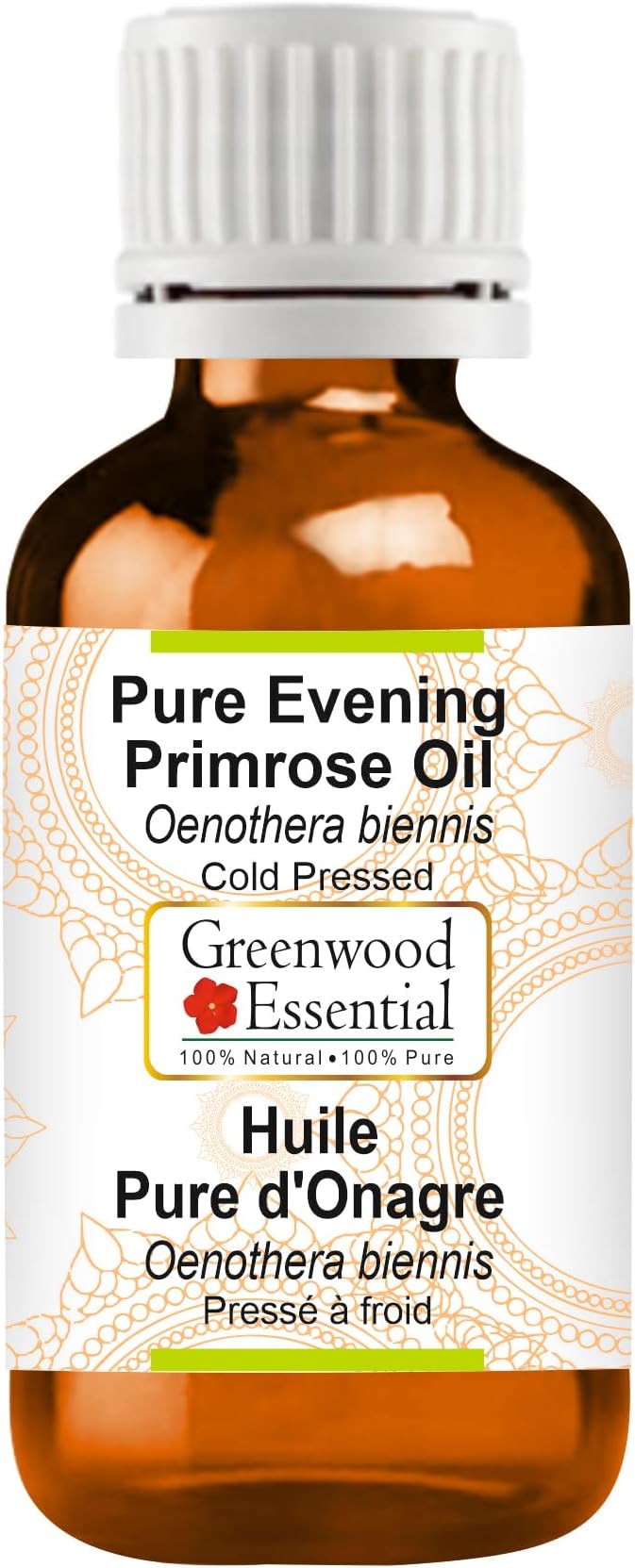Greenwood Essential Evening Primrose Oil (Oenothera biennis) | Cold Pressed | Natural | Undiluted | for Diluting Essential Oils | for Skin & Massage | Men & Women | 30ml (1 oz)