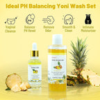 Natural Yoni Wash Yoni Oil Set, Feminine Wash for Women ph Balance, 1 fl.oz Feminine Oil & 6.7 fl.oz Intimate Wash - Pineapple Scent