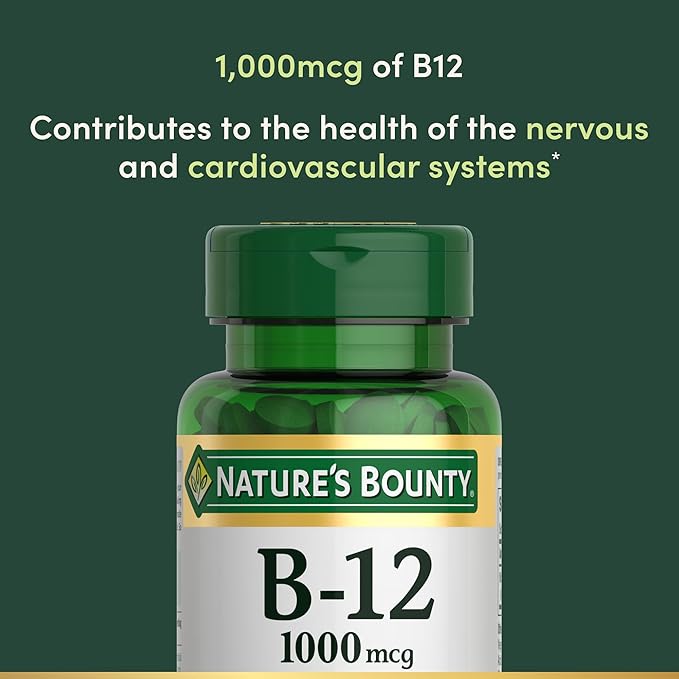 Nature's Bounty Vitamin B12 1000 mcg Supplements,Supports Energy Metabolism,200 Ct,(Pack of 2)