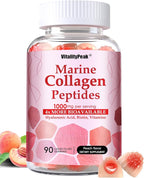 Marine Collagen Gummies for Women- Hydrolyzed Collagen Peptides 1000mg with Biotin,Vitamin C, E, Hyaluronic Acid- Collagen Supplement for Healthy Skin Hair Nails- Sugar Free, 90 Counts
