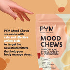 PYM Berry Mood Chews Support for Stress, Worry & Overwhelm, 60 Count | 130mg GABA, 90mg L-Theanine | Vegan,Non-GMO, Gluten-Free,No Added Sugar | All-Natural Mood Balance Supplement in Resealable Bag