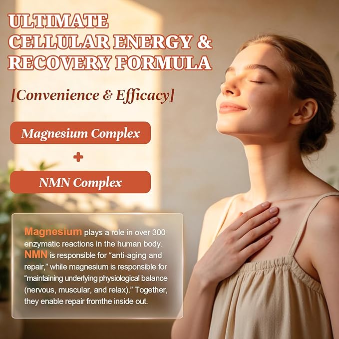 Totaria Magnesium Complex for Woman with NMN Supplement 500mg, Boost NAD Levels, Cellular Energy & Anti-Aging, 14-in-1 NMN Trans-Resveratrol Complex with PQQ, Non-GMO, 30 Days Supply