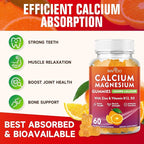 Calcium Gummies 1000mg with Vitamin D3 K2 & B Complex, Potassium, Calcium Magnesium Zinc Gummies for Bone, Muscle, Mood and Immunity - Orange Flavor 60 Gummies