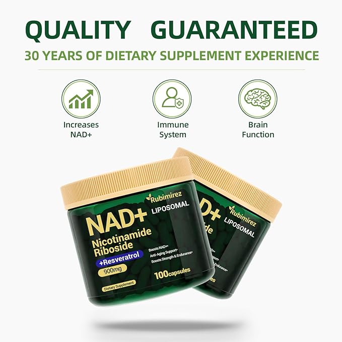 NAD+ Supplement with, Nicotinamide Riboside & Resveratrol 900mg – Anti-Aging Support for Women & Men, NMN Alternative, Vegan Non-GMO - 100 Capsules, 2 Pack