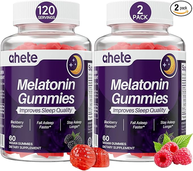 Melatonin 5mg Gummies for Adults, Raspberry Flavor Sleep Aid, Sugar-Free, 120 Gummies, 120 Days Supply