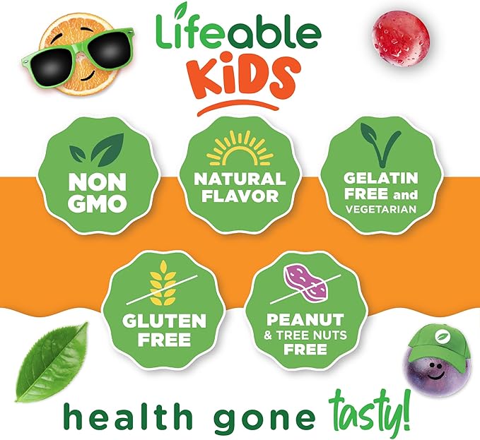 Kids Probiotics Gummies | 2 Billion CFU | Great Tasting Kids Probiotic Gummies | for Gut Health, Digestive Support, and Immune Support | 90 Probiotic Gummies for Kids and Toddlers | Lifeable
