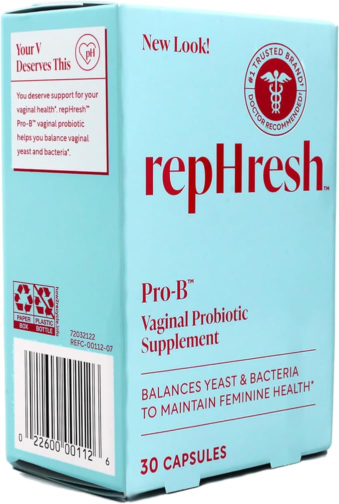 RepHresh Pro-B Vaginal Probiotic Supplement, 30 Capsules, Pack of 2