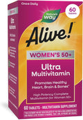 Nature’s Way Alive! Ultra Potency Multivitamin for Women 50 Plus, Complete High Potency Formula with Vitamin D3, C, E, Methylated B12, Supports, Heart, Brain, and Bone Health*, 60 Tablets