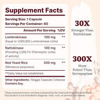 Lumbrokinase 100mg (Max Activity 1,000,000 LKU),Nattokinase 100mg-2,000 FU of Activity and Red Yeast Rice 300mg, Lumbrokinase Enzymes Supplement for Circulatory,Cognition,120 Capsules(Pack of 2)