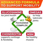Senior Advanced Glucosamine Chondroitin Joint Supplement for Dogs - Hip & Joint Pain Relief Pills - Large & Small Breed - Hip Joint Chews Canine Joint Health - Chews Older Dogs - Chicken Flavor-120Ct