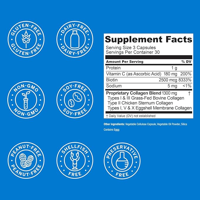 Live Conscious Beyond Collagen Multi Collagen Capsules - Types I, II, III, V & X | Hydrolyzed Blend with Biotin & Vitamin C for Hair, Skin, Nails 90 Capsules (4-Pack)